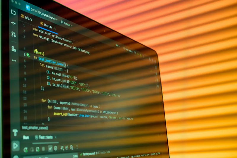 Écran de code source pendant une session de développement