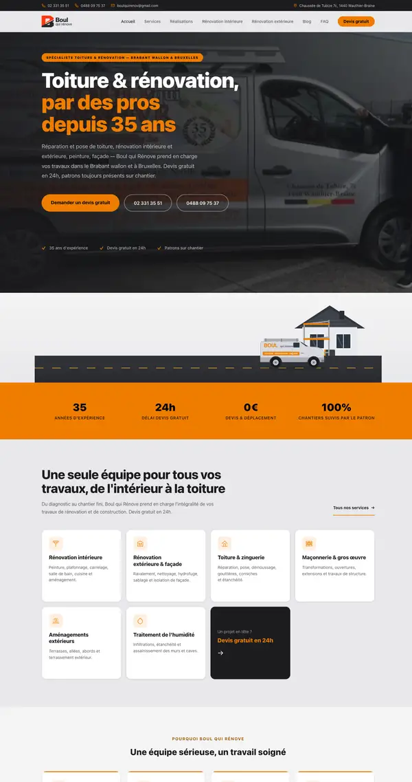 Page d'accueil du site Boulquirenov