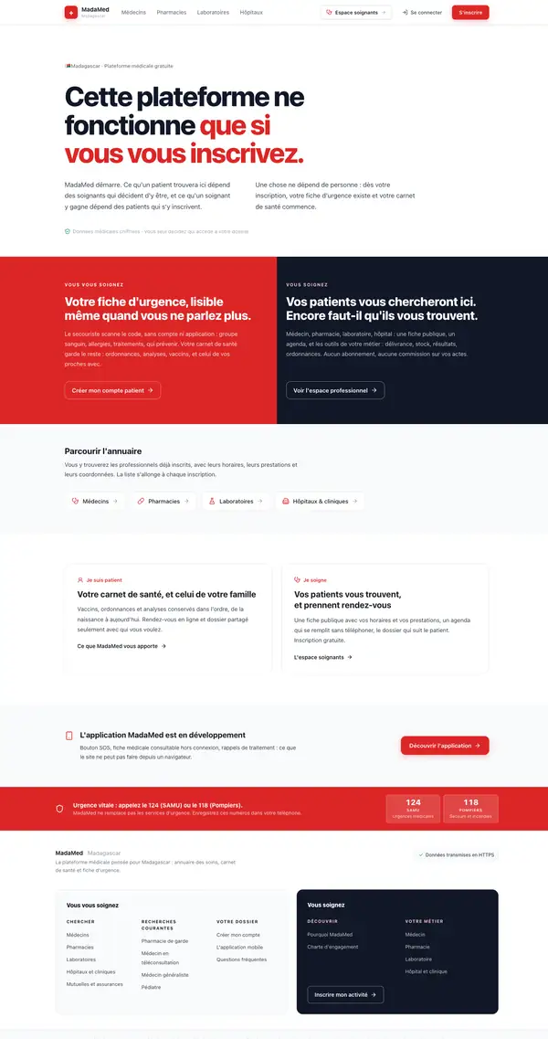 Page d'accueil du site MadaMed