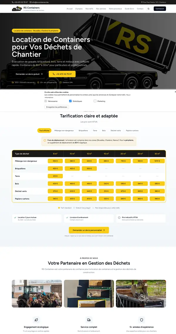 Page d'accueil du site RS Containers